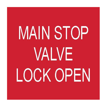 Main Stop Valve Lock Open - Traffolyte Label 50mm x 50mm