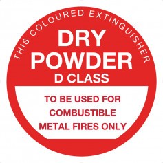 Fire Extinguisher D Class Identification - Plastic Sign - 190 x 190mm