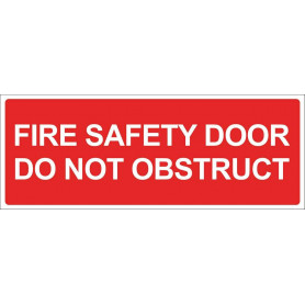 Fire Safety Door Do Not Obstruct - Vinyl Sticker - Red - 300 x 125mm