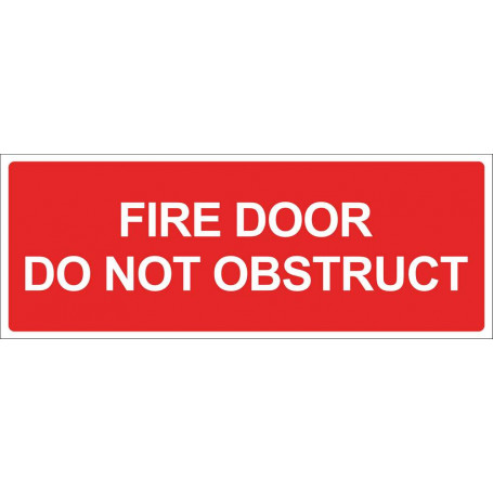 Fire Door Do Not Obstruct - Vinyl Sticker - Red - 300 x 125mm