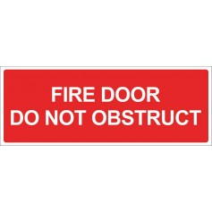 Fire Door Do Not Obstruct - Vinyl Sticker - Red - 300 x 120mm