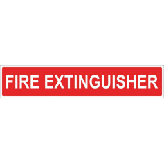 FIRE EXTINGUISHER - Red Vinyl Sticker - 500 x 100mm