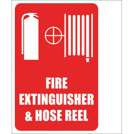 Fire Extinguisher & Hose Reel - Right Angle Sign - 150 x 225mm - (Picto/Words)