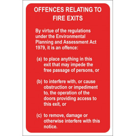 Sign - Offences to Fire Exits EPA - 150 x 225mm