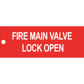 Fire Main Valve Lock Open - Traffolyte Label 80mm x 30mm