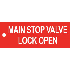 Main Stop Valve Lock Open - Traffolyte Label 80mm x 30mm