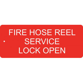 Fire Hose Reel Service Lock Open - Traffolyte Label 100mm x 40mm