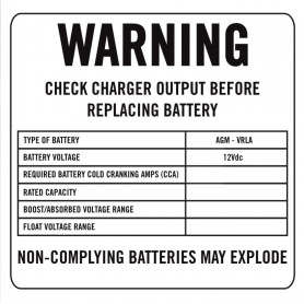Battery Identification Plate - White