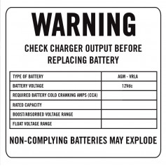 Battery Identification Plate - White