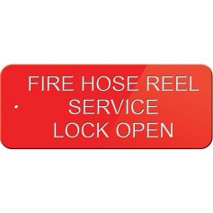 Fire Hose Reel Service Lock Open - Traffolyte Label 100mm x 40mm