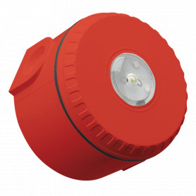 Ceiling Mount Visual Warning Device With Deep Base - Red Body with Red Lens
