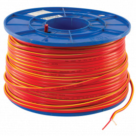 Flat Red Sheath Twin Cable - Yellow Trace/Stripe - 1.5mm - 200m Roll