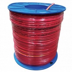 Flat Red Sheath Twin Cable - Yellow Trace/Stripe - 0.75mm - 200m Roll