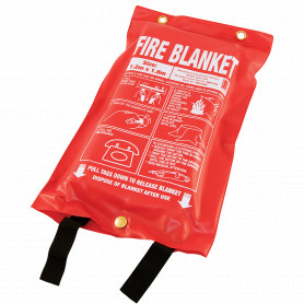 Large 1.2m x 1.8m Fire Blanket - Soft Plastic Pouch - Black Tags