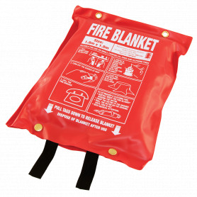 Extra Large 1.8m x 1.8m Fire Blanket - Soft Plastic Pouch - Black Tags
