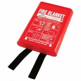 Small 1m x 1m Fire Blanket - Hard Case - Black Tags