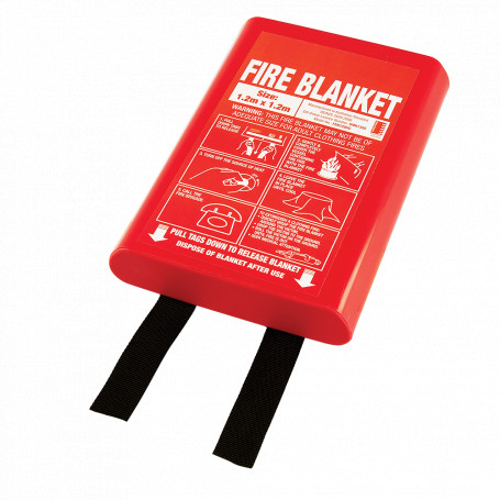 Medium 1.2m x 1.2m Fire Blanket - Hard Case - Black Tags