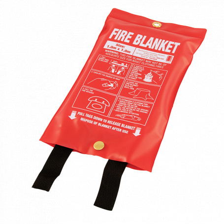 Small 1m x 1m Fire Blanket - Soft Plastic Pouch - Black Tags