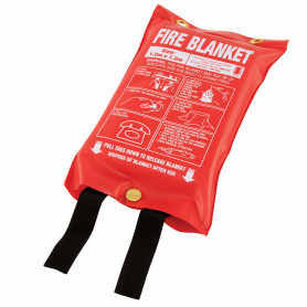 Medium 1.2m x 1.2m Fire Blanket - Soft Plastic Pouch - Black Tags