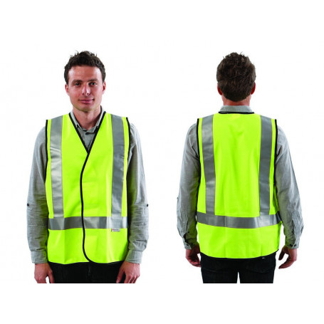 Fluoro Yellow H Back Safety Vest - Day/Night Use - Medium