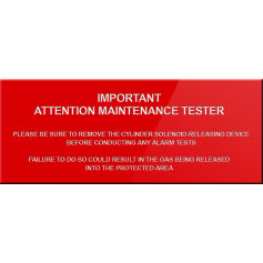 Important Notice Sign to go on Gas Fire Alarm Panel – Red Background