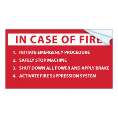 Label - AS5062 IN CASE OF FIRE INITIATE EMERGENCY PROCEDURE