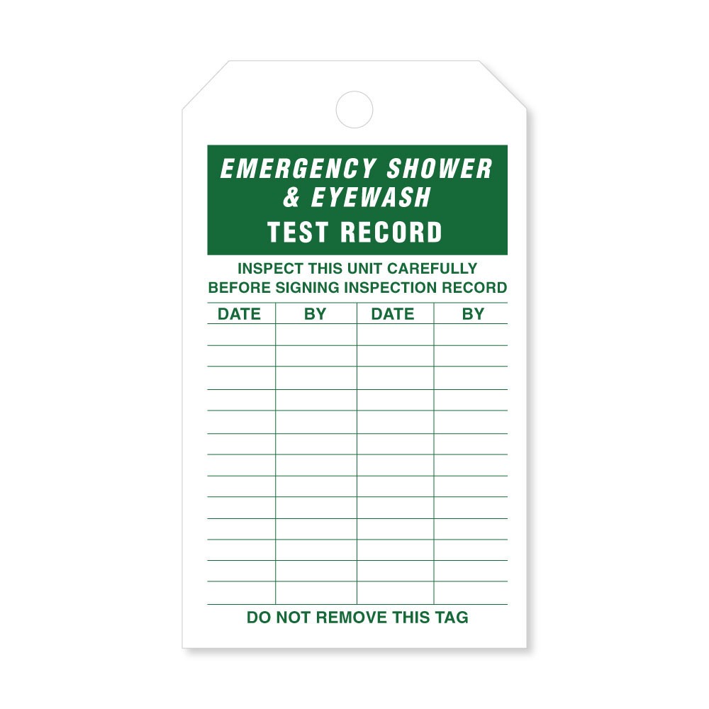 BADGER TAG & LABEL CORP 103 Eye Wash/Shower Inspec PK25 Record Tag 