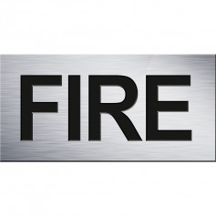 100 x 50 Fire Signs - Brushed Metal with Black Text