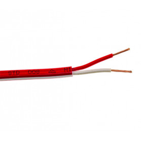 FLAT Red Twin Fire Cable - 1.5mm - 200m Roll - WITH WHITE TRACE/STRIPE